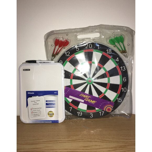 New Adult Dart Board with 6 Darts & Dry Erase Board Great Gift!! - Picture 2 of 5